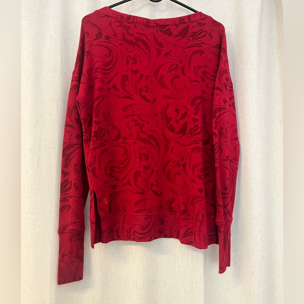 Athleta Textured V-Neck Long Sleeve Top in Deep Red Fits like Small - Picture 7 of 10